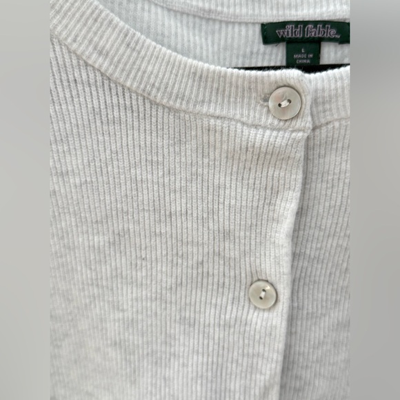 wild fable Cream Ribbed Button-Front Top - Picture 2 of 3